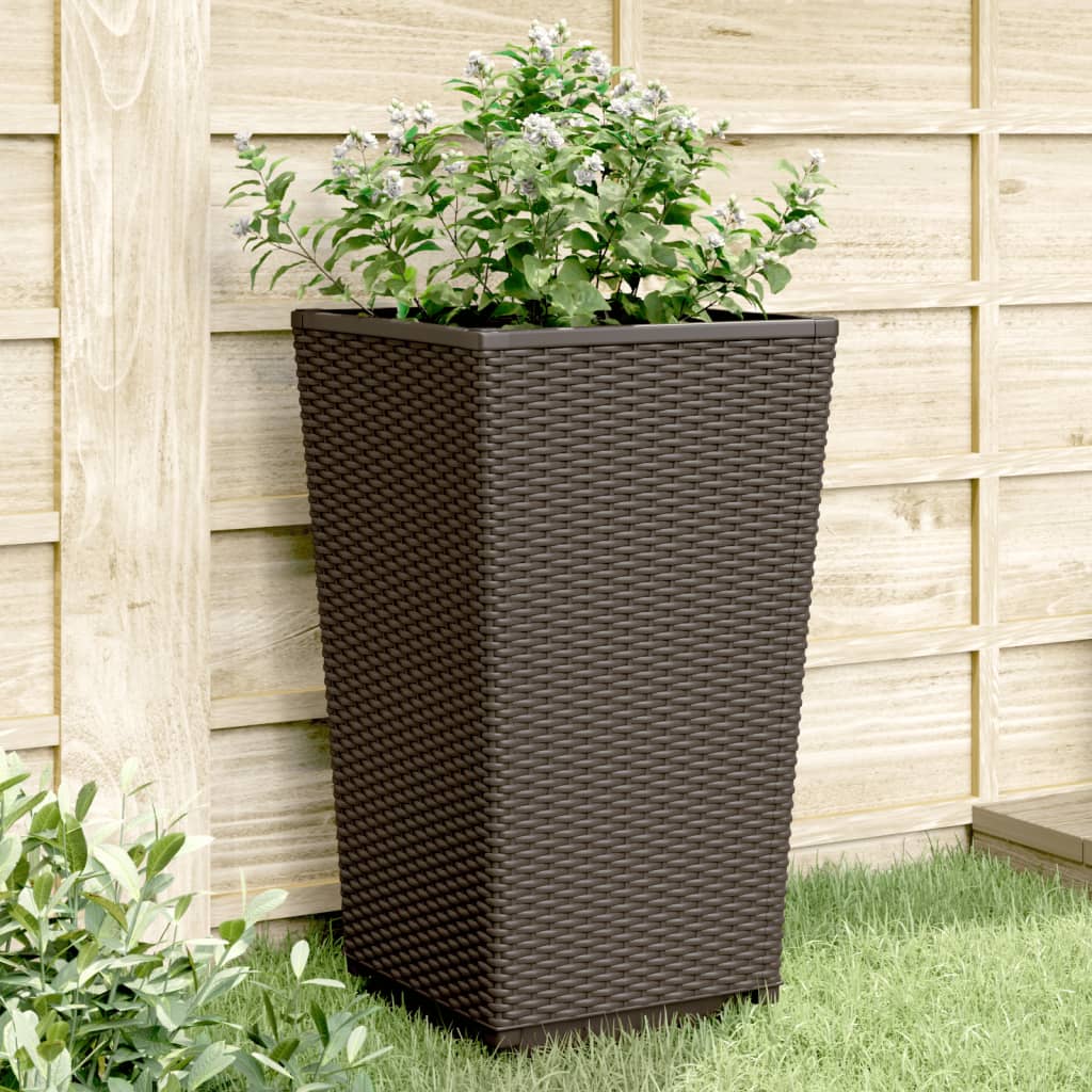 Garden Planters 2 pcs Brown 32.5x32.5x57 cm PP