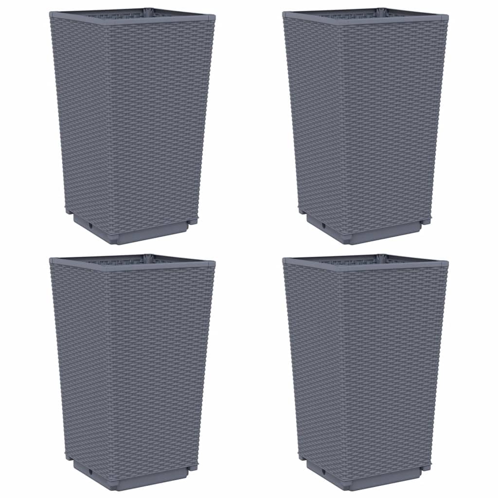 Garden Planters 4 pcs Grey 32.5x32.5x57 cm PP