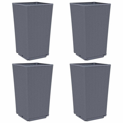 Garden Planters 4 pcs Blue Grey 32.5x32.5x57 cm PP