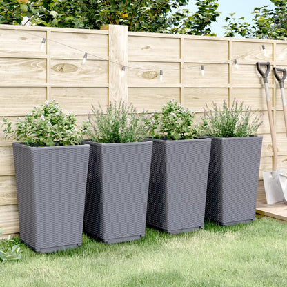 Garden Planters 4 pcs Blue Grey 32.5x32.5x57 cm PP