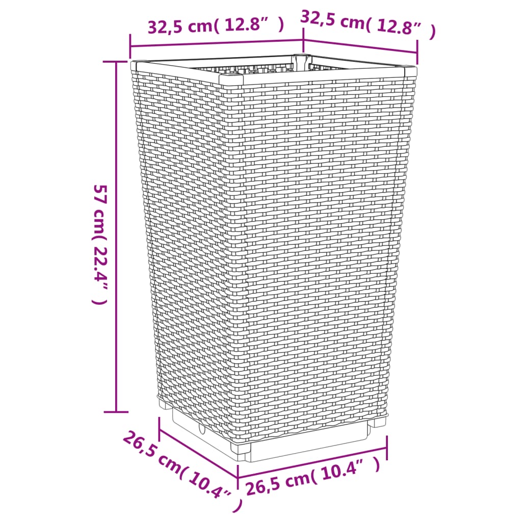 Garden Planters 4 pcs Grey 32.5x32.5x57 cm PP