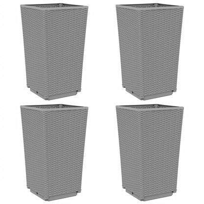 Garden Planters 4 pcs Light Grey 32.5x32.5x57 cm PP