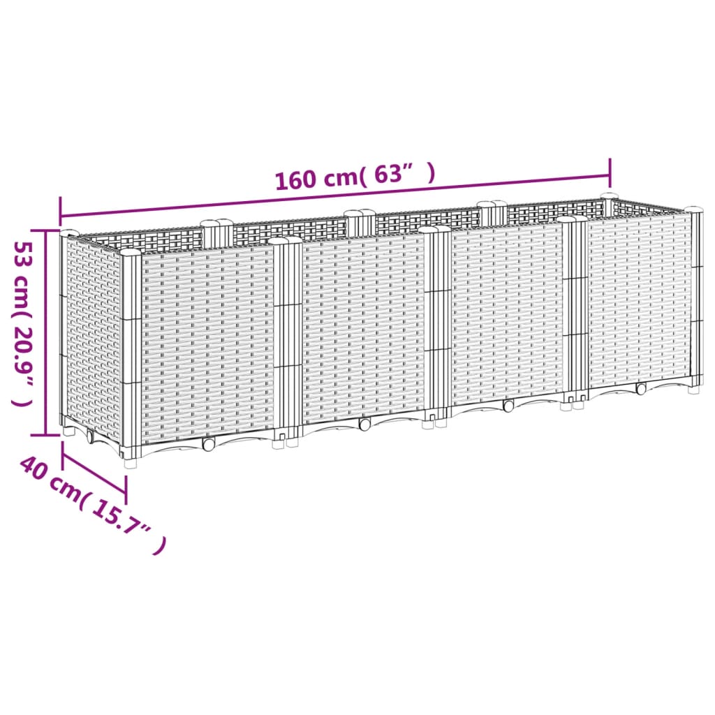 Garden Planter Brown 160x40x53 cm PP