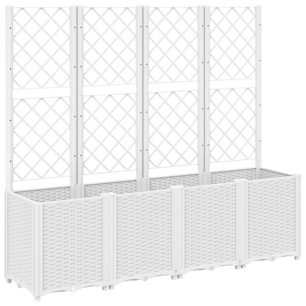 Garden Planter with Trellis White 160x40x140 cm PP