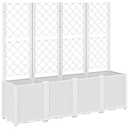 Garden Planter with Trellis White 160x40x140 cm PP