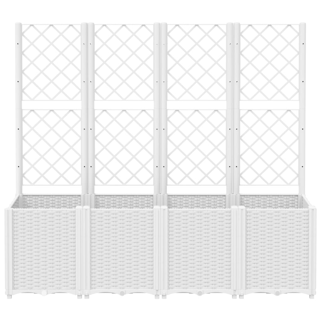 Garden Planter with Trellis White 160x40x140 cm PP