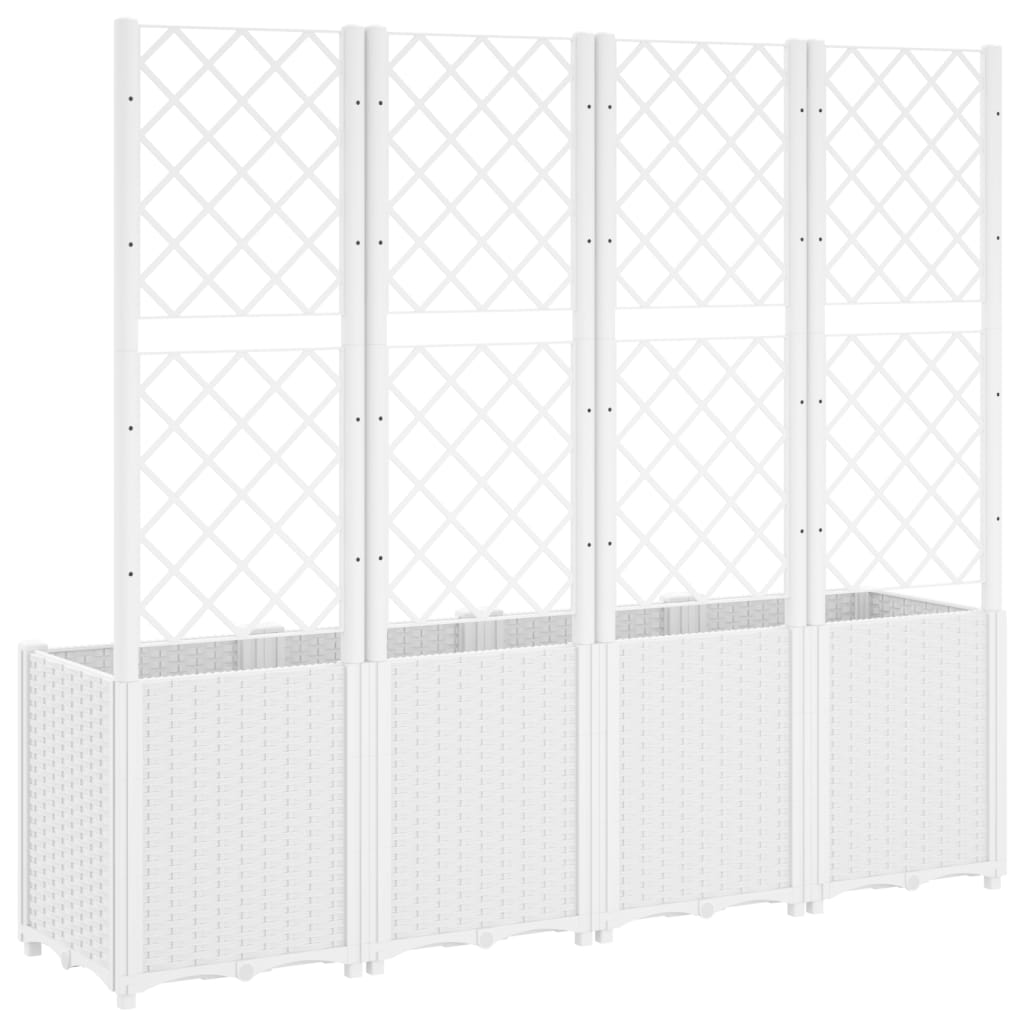 Garden Planter with Trellis White 160x40x140 cm PP