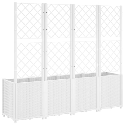 Garden Planter with Trellis White 160x40x140 cm PP