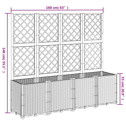 Garden Planter with Trellis White 160x40x140 cm PP