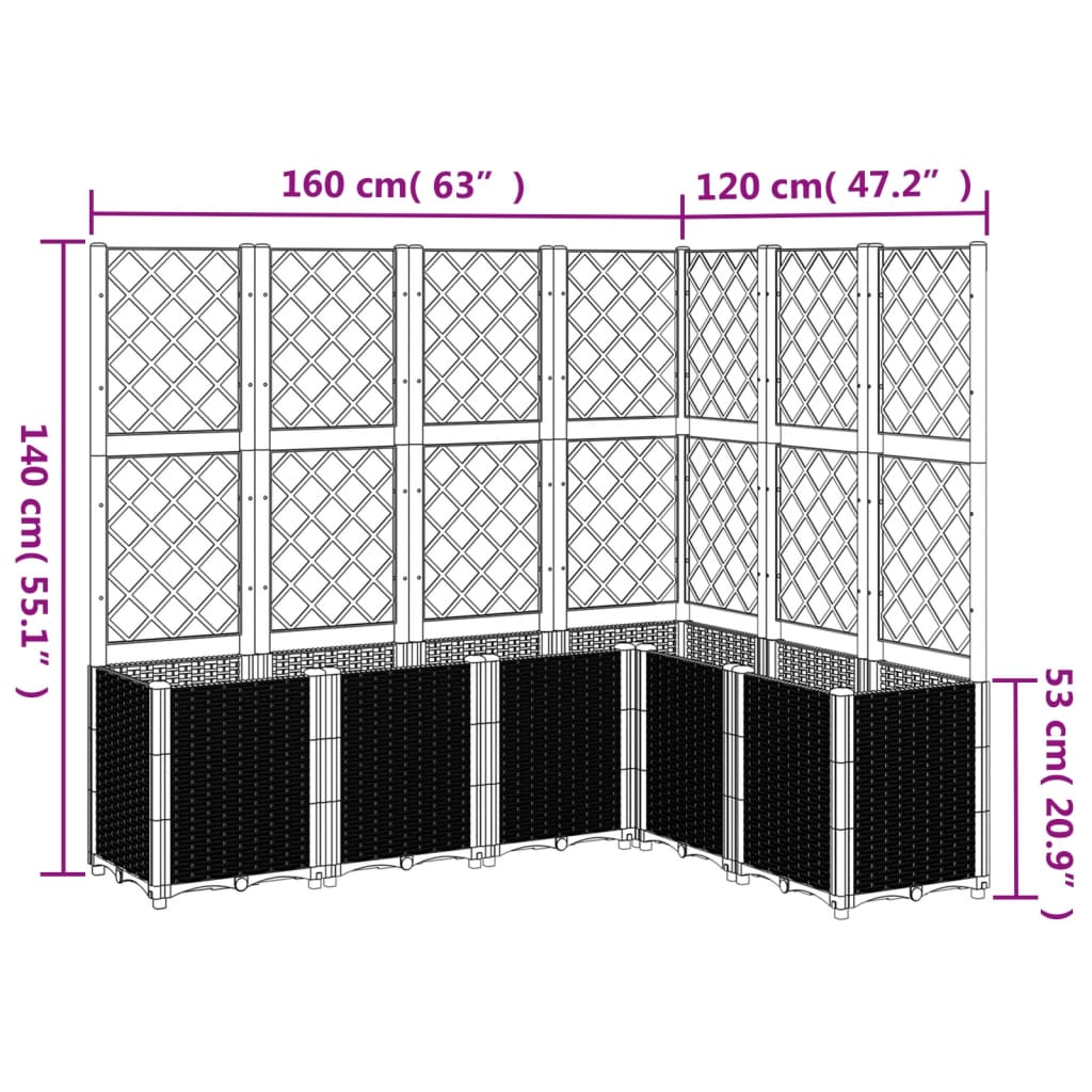 Garden Planter with Trellis Light Grey 160x120x140 cm PP