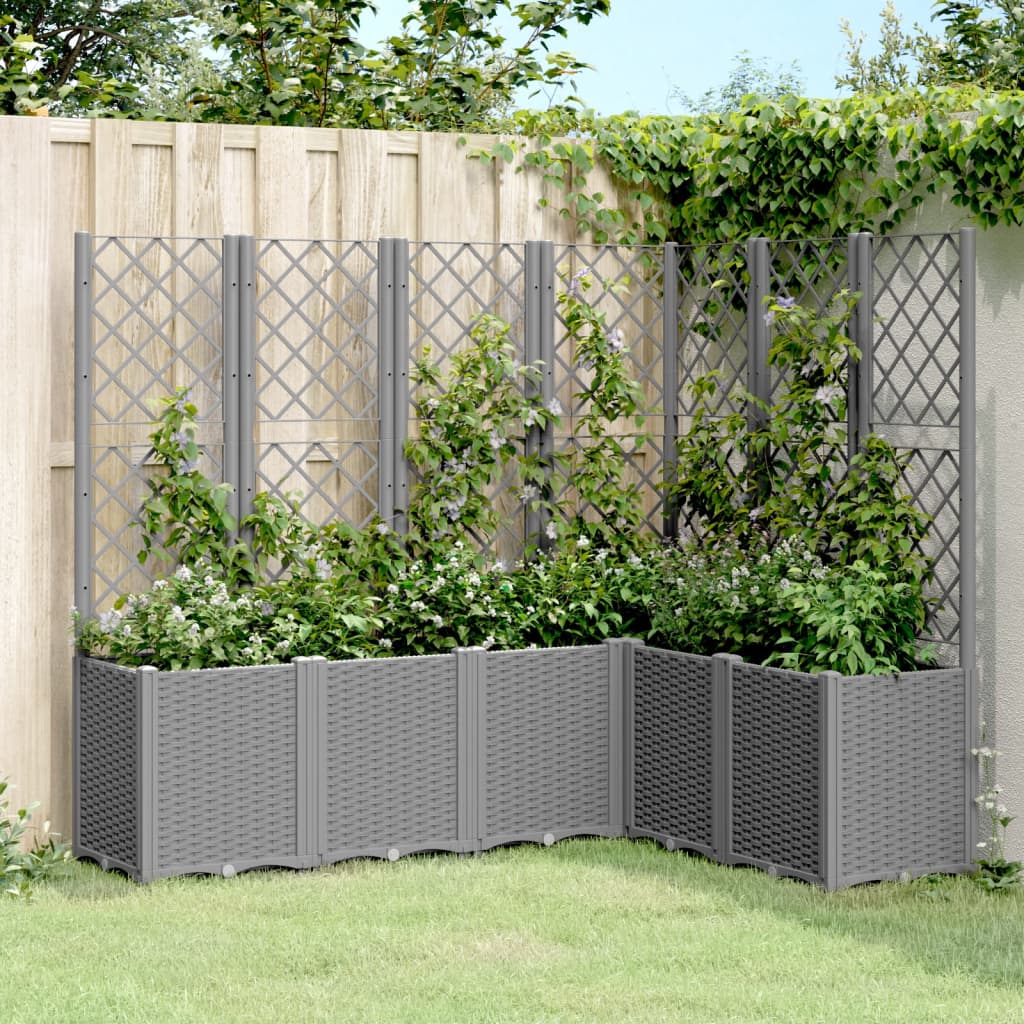 Garden Planter with Trellis Light Grey 160x120x140 cm PP