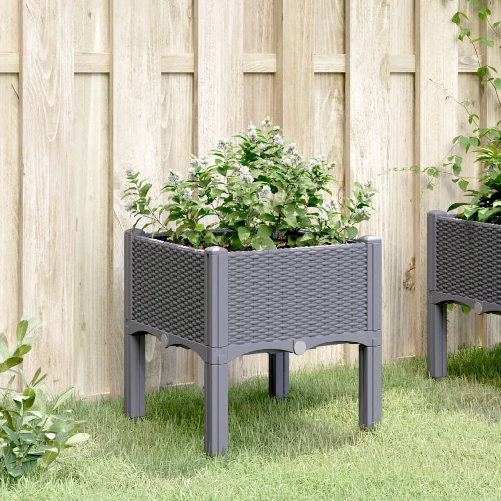 Garden Planter with Legs Blue Grey 40x40x42 cm PP