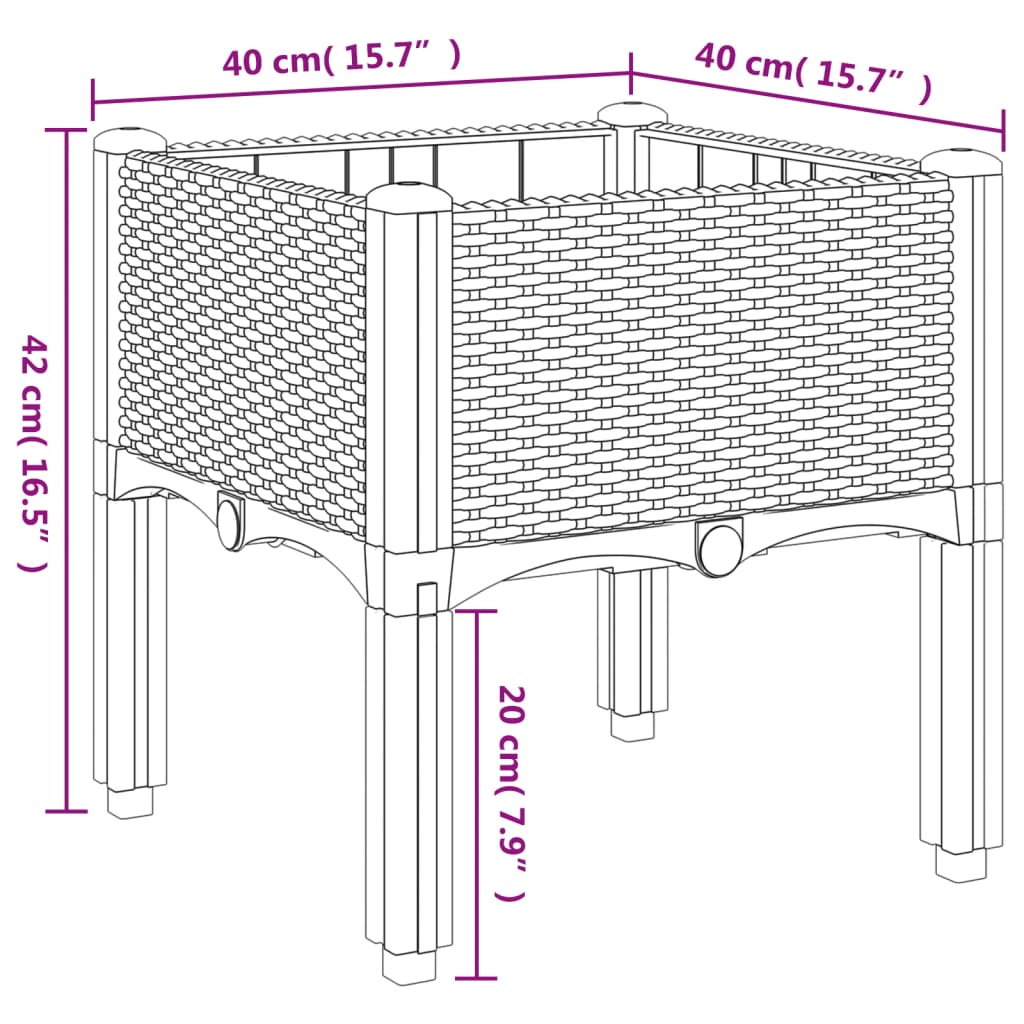 Garden Planter with Legs Blue Grey 40x40x42 cm PP