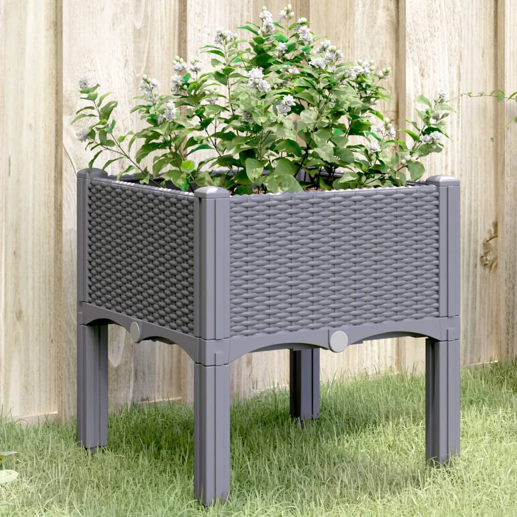 Garden Planter with Legs Blue Grey 40x40x42 cm PP