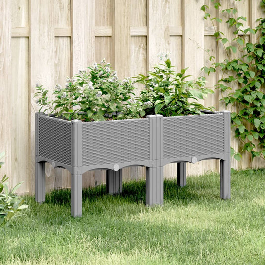 Garden Planter with Legs Light Grey 80x40x42 cm PP