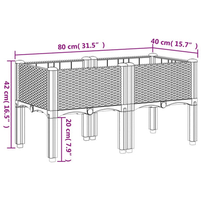 Garden Planter with Legs Black 80x40x42 cm PP