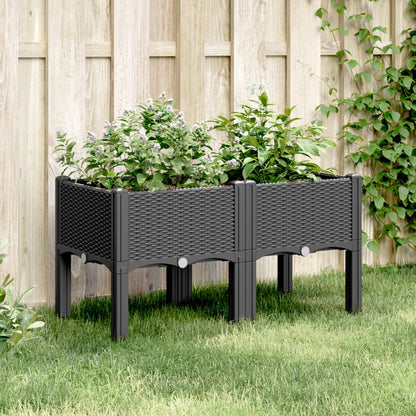 Garden Planter with Legs Black 80x40x42 cm PP