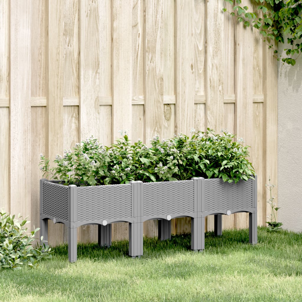 Garden Planter with Legs Light Grey 120x40x42 cm PP