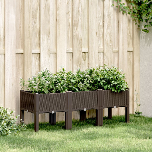 Garden Planter with Legs Brown 120x40x42 cm PP