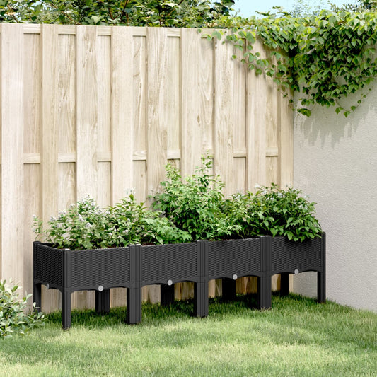 Garden Planter with Legs Black 160x40x42 cm PP