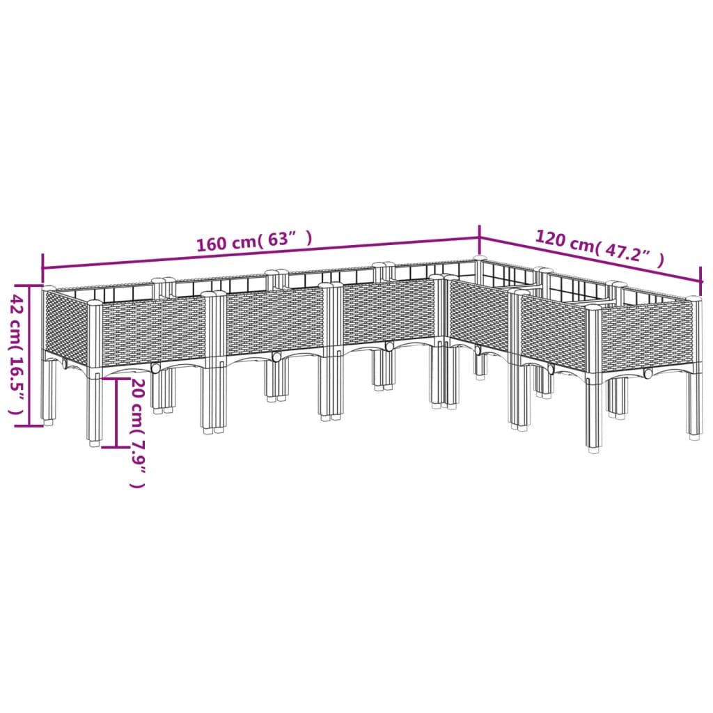 Garden Planter with Legs Blue Grey 160x120x42 cm PP