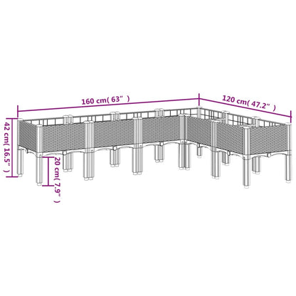 Garden Planter with Legs Blue Grey 160x120x42 cm PP