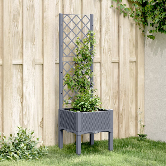 Garden Planter with Trellis Grey 40x40x142 cm PP