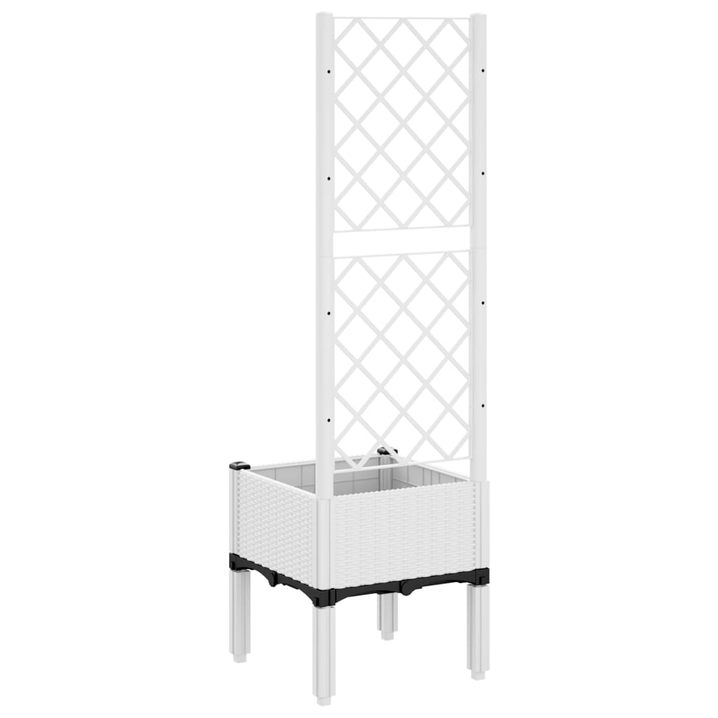 Garden Planter with Trellis White 40x40x142 cm PP