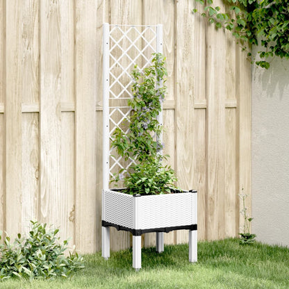 Garden Planter with Trellis White 40x40x142 cm PP