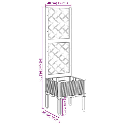 Garden Planter with Trellis Brown 40x40x142 cm PP