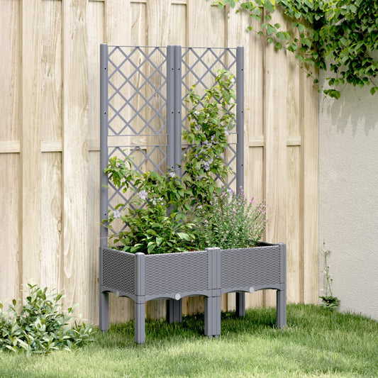 Garden Planter with Trellis Grey 80x40x142 cm PP