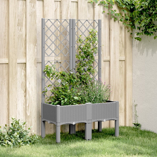 Garden Planter with Trellis Light Grey 80x40x142 cm PP