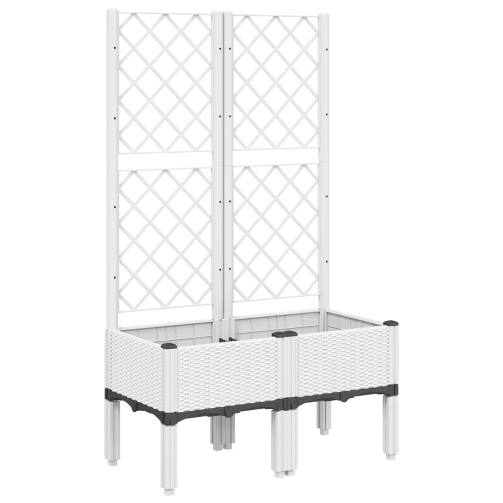 Garden Planter with Trellis White 80x40x142 cm PP