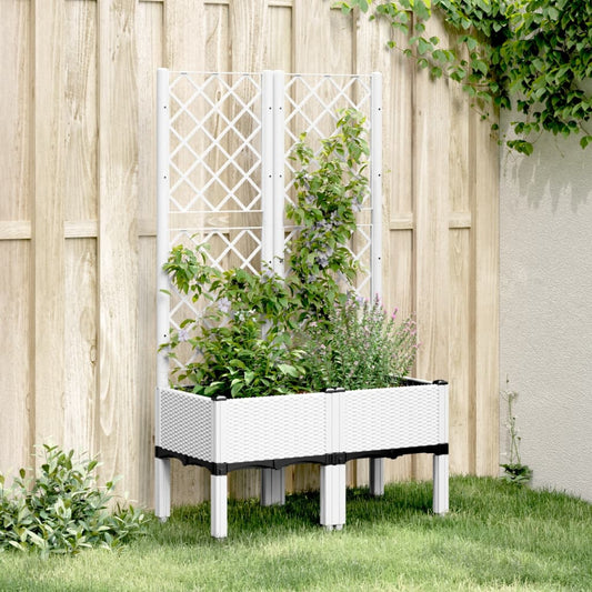 Garden Planter with Trellis White 80x40x142 cm PP