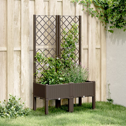 Garden Planter with Trellis Brown 80x40x142 cm PP