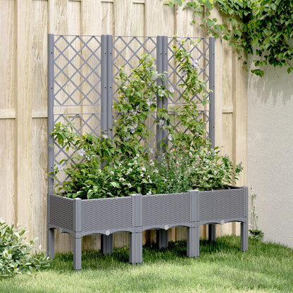 Garden Planter with Trellis Blue Grey 120x40x142 cm PP