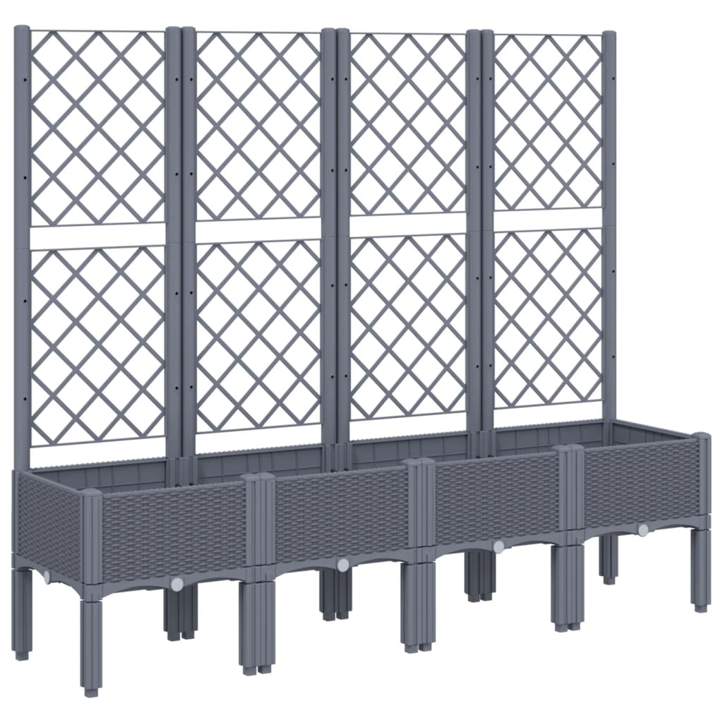 Garden Planter with Trellis Blue Grey 160x40x142 cm PP