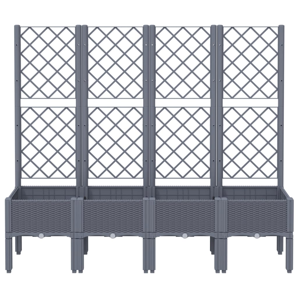 Garden Planter with Trellis Grey 160x40x142 cm PP