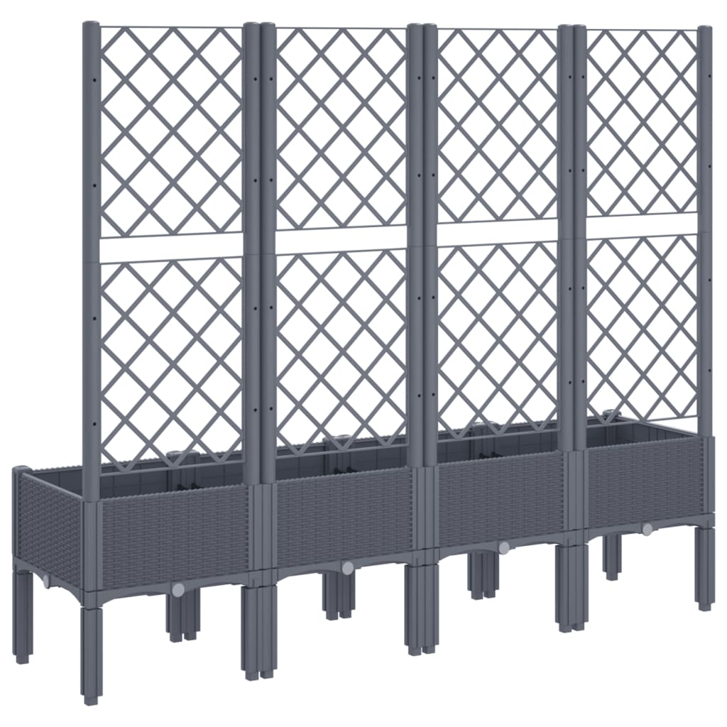 Garden Planter with Trellis Blue Grey 160x40x142 cm PP