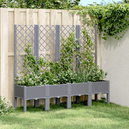 Garden Planter with Trellis Blue Grey 160x40x142 cm PP