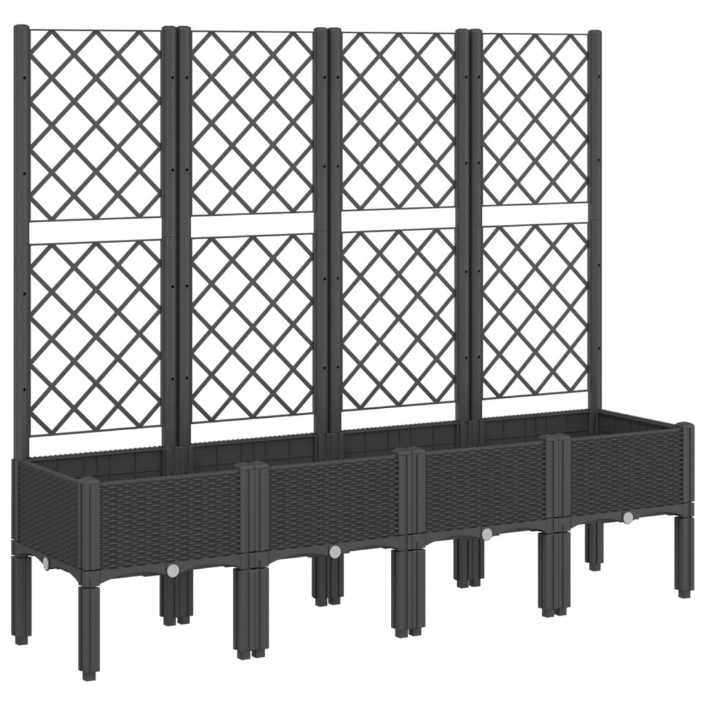 Garden Planter with Trellis Black 160x40x142 cm PP