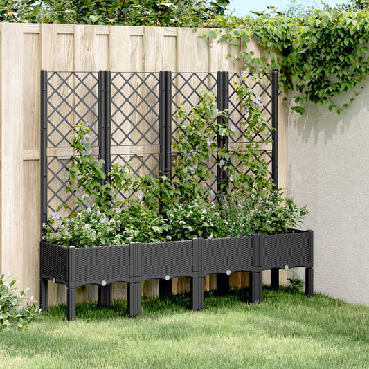 Garden Planter with Trellis Black 160x40x142 cm PP