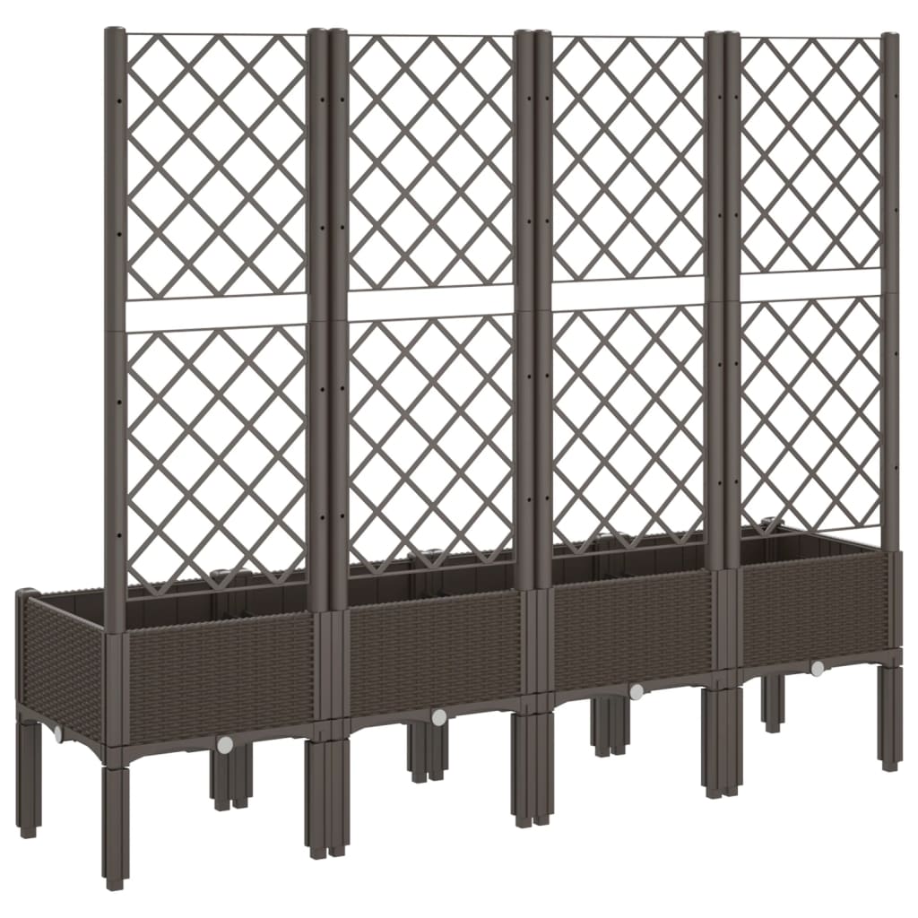 Garden Planter with Trellis Brown 160x40x142 cm PP