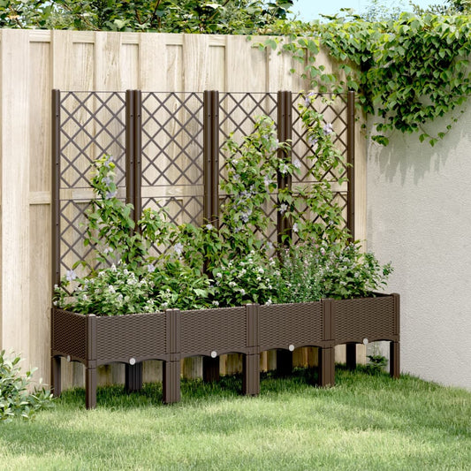 Garden Planter with Trellis Brown 160x40x142 cm PP