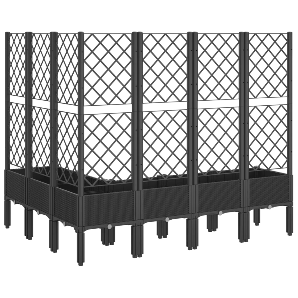 Garden Planter with Trellis Black 160x120x142 cm PP