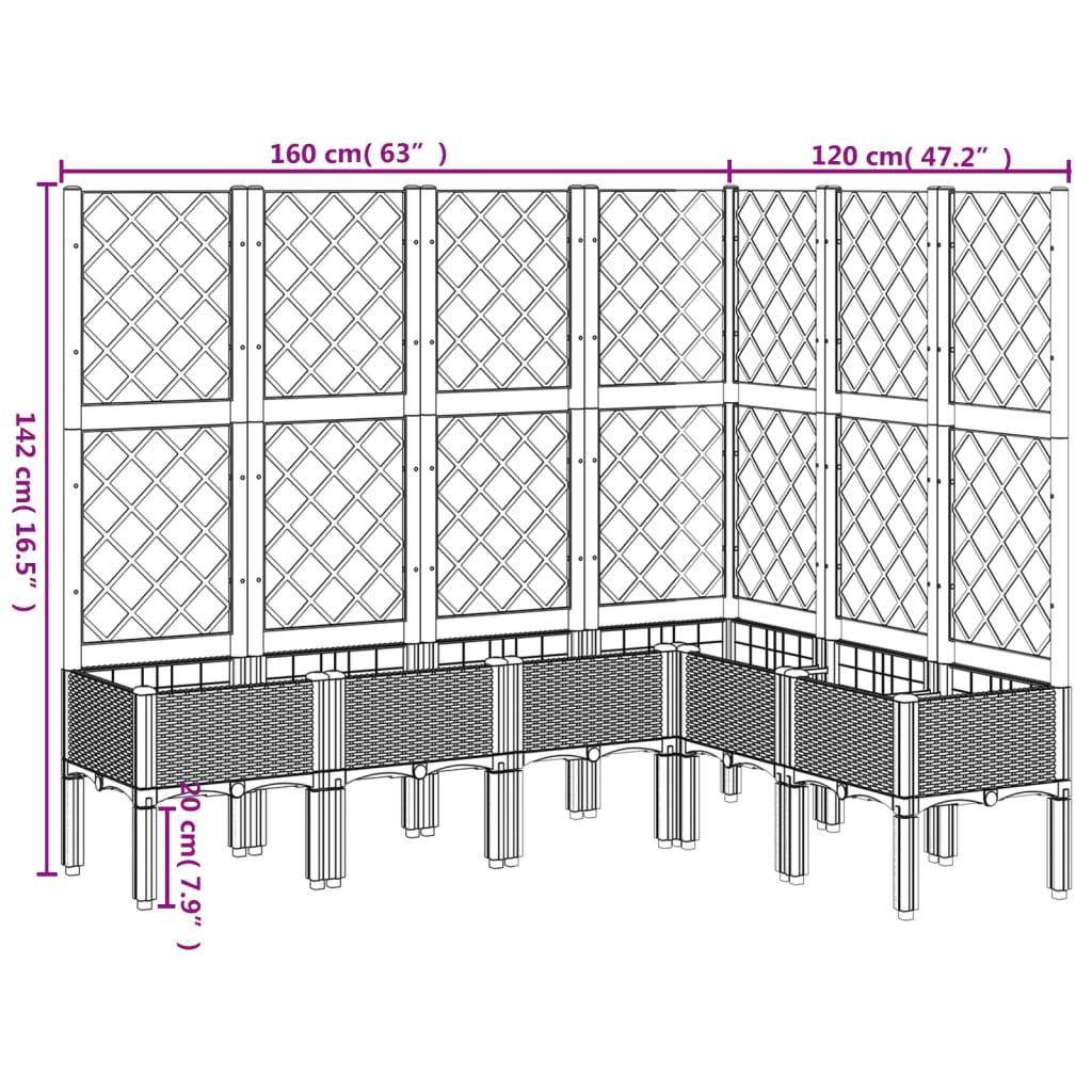 Garden Planter with Trellis Black 160x120x142 cm PP