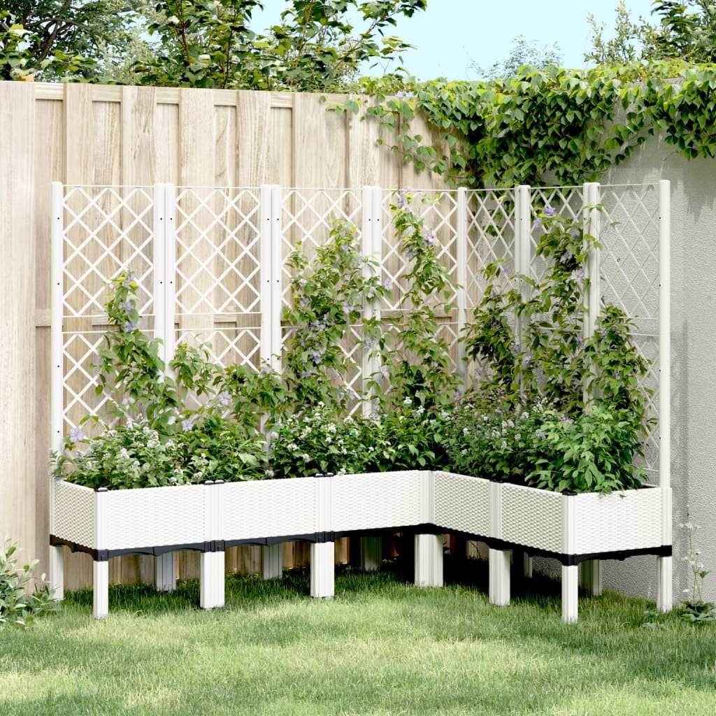 Garden Planter with Trellis White 160x120x142 cm PP