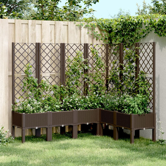 Garden Planter with Trellis Brown 160x120x142 cm PP