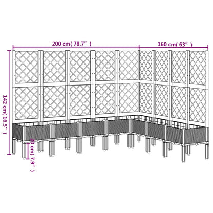 Garden Planter with Trellis Black 200x160x142 cm PP