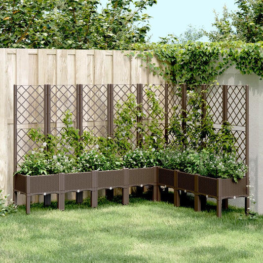 Garden Planter with Trellis Brown 200x160x142 cm PP